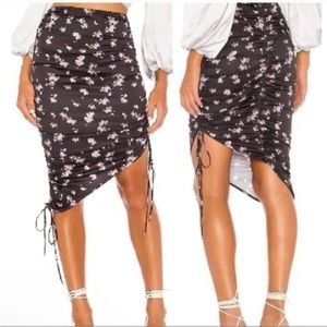For Love & Lemons Womens Size Small Black Floral Laramie Midi Skirt